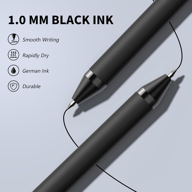 InkSlick 50 Pack Black Ink Pens - Bulk Pens, 1.0MM Medium Point Ballpoint Pens, Smooth Writing No Bleed Retractable Ball Point Pen (Black) - Image 3